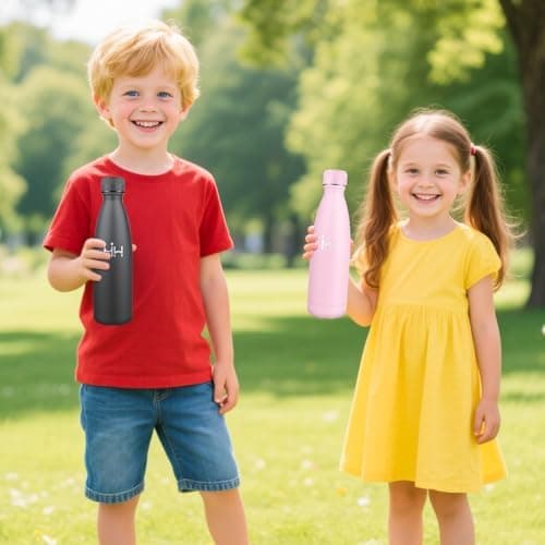 HoneyHolly Kinder Trinkflasche Doppelwandig, 500ML BPA-frei, Thermosflasche für Fitness und Gym