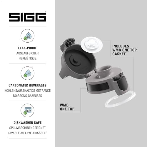 Sigg WMB ONE Top Verschluss - Einhändig bedienbar & auslaufsicher, für Trinkflaschen, Silikondichtung, One Size