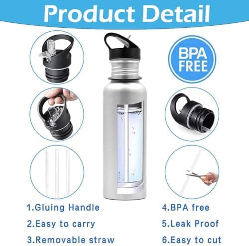 LightBeacon Ersatzdeckel Trinkflasche, Standard-Mund Straw Lid, 2 Stück Tragbarer Wasserflaschenverschluss - 4 Stück Ers