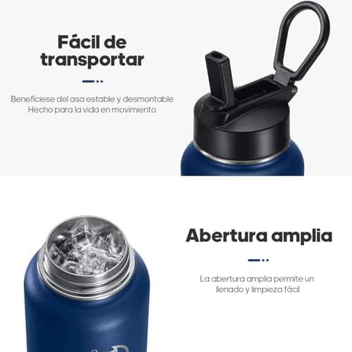 HydroPal Edelstahl Trinkflasche - Isolierte Flasche mit Strohhalm & 2 Deckeln, Auslaufsichere Isolierung für Sport, 500m