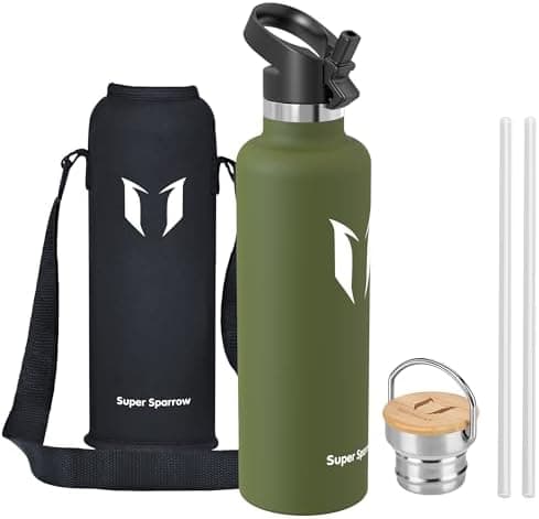 Super Sparrow Trinkflasche Edelstahl - Auslaufsicher Thermoskanne - Kinder für Sprudel, Sport, Schule, Fitness - 500ml -