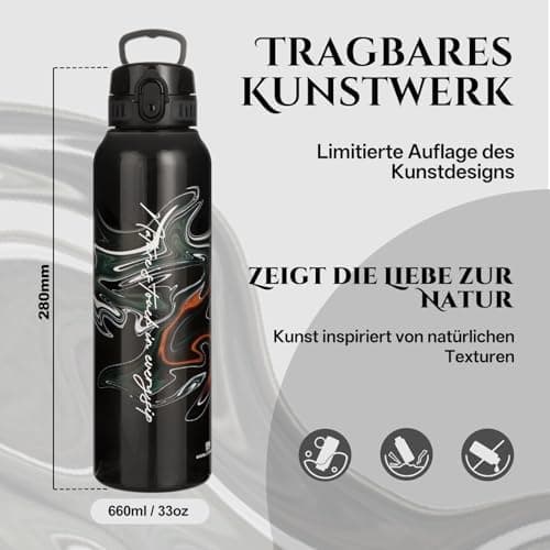 UZSPACE Kinder Trinkflasche 600ml - Sportlich, Auslaufsicher & Spülmaschinenfest zur Schule und Outdoor aktivarten für M