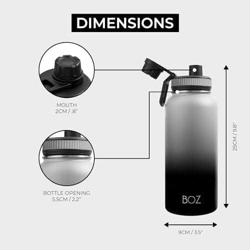 BOZ Ersatzdeckel für Trinkflasche - Strohhalm & Schraubverschluss - schwarz