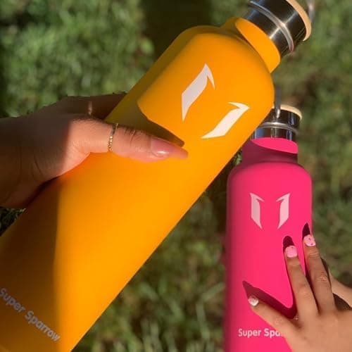 Super Sparrow Trinkflasche Edelstahl - Auslaufsicher Thermoskanne - Kinder für Sprudel, Sport, Schule, Fitness - 500ml -