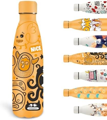 Grsta Trinkflasche 500ml, BPA-freie Edelstahlflasche für Kinder, ideale Wasserspeicherung bei Kalt&warm