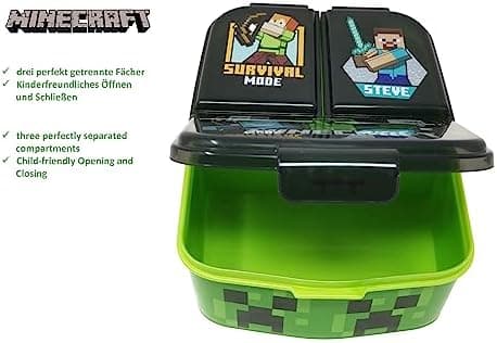 Kinder Brotdose Lunchbox Minecraft - mit Fächern - BPA frei - Perfect für Schultage und Picknicks