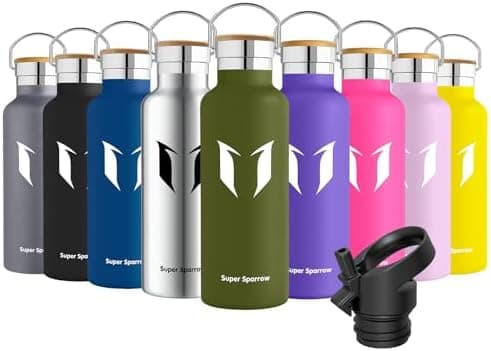 Super Sparrow Trinkflasche Edelstahl - Auslaufsicher Thermoskanne - Kinder für Sprudel, Sport, Schule, Fitness - 500ml -