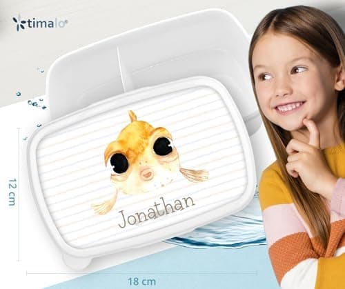 Timalo® Brotdose Kinder mit Namen | Personalisierte Bento Lunchbox für Jungen & Mädchen | Kindergarten & Schule Motiv Ti