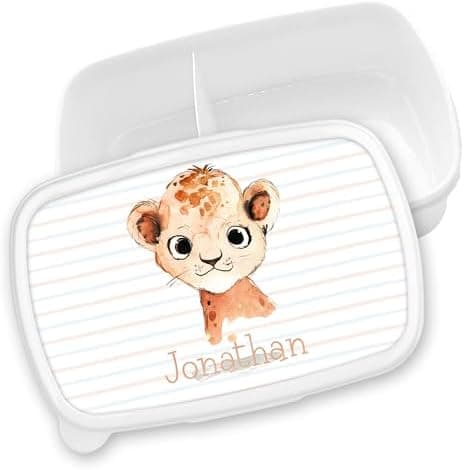 Timalo® Brotdose Kinder mit Namen | Personalisierte Bento Lunchbox für Jungen & Mädchen | Kindergarten & Schule Motiv Ti