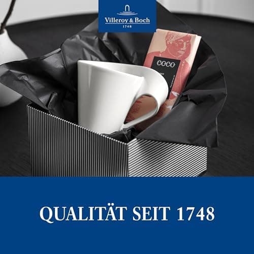 Villeroy & Boch Newwave Caffè Geschirr - Weiß, Premium Porzellan, Spülmaschinenfest, Mikrowellensicher, 300 ML Heißgeträ