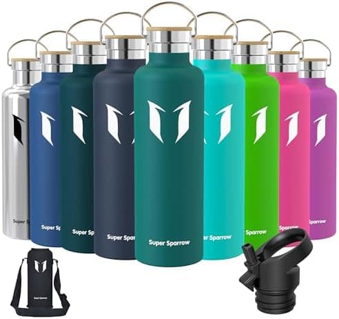 Super Sparrow Trinkflasche Edelstahl - Auslaufsicher Thermoskanne - Kinder für Sprudel, Sport, Schule, Fitness - 500ml -