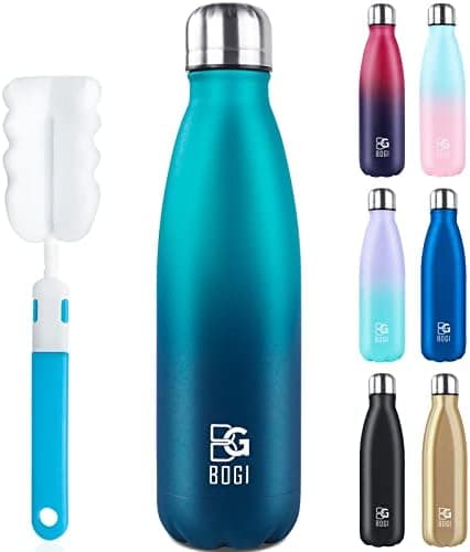 BOGI Doppelwandige Thermosflasche Edelstahl Trinkflasche Kinder Trinkflasche Schule Himmelblau Pink