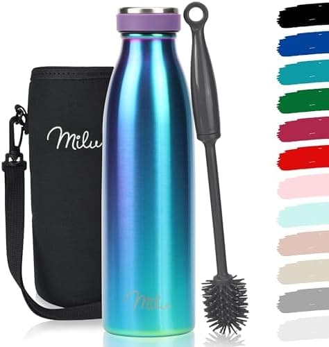 Milu Edelstahl Trinkflasche für Erwachsene – 750ml Isolierflasche zum Tragen – auslaufsicher, Kohlensäuregerecht inkl. R