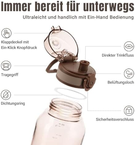 UZSPACE Kinder Trinkflasche 600ml - Sportlich, Auslaufsicher & Spülmaschinenfest zur Schule und Outdoor aktivarten für M