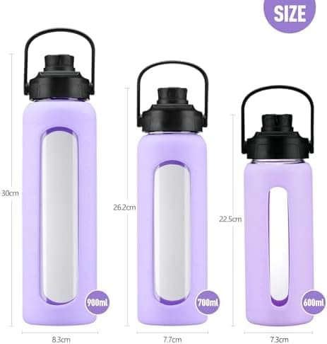 BLUEGO Glaswasserflasche 900ml BPA-frei für Outdoor Aktivitäten
| CADRES Glasbecher mit Zeitmarkierung und Silikonschut