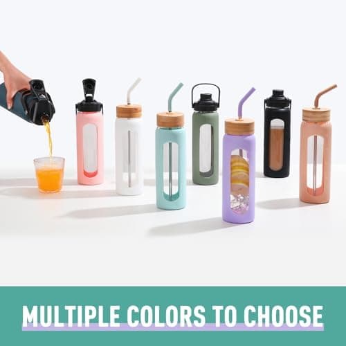 BLUEGO Glaswasserflasche 900ml BPA-frei für Outdoor Aktivitäten
| CADRES Glasbecher mit Zeitmarkierung und Silikonschut