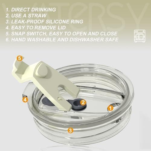 WATERSY To Go Cup Deckel 40oz Leck- und Proof-Resistant Isoliert Dicht für 8 cm Innendurchmesser