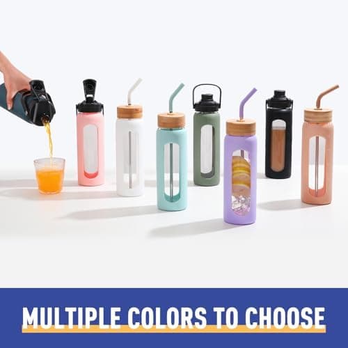 BLUEGO Glaswasserflasche 900ml BPA-frei für Outdoor Aktivitäten
| CADRES Glasbecher mit Zeitmarkierung und Silikonschut