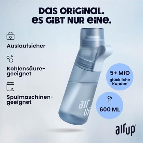 air up® Trinkflasche für Schule und Sport | inkl. 5 zuckerfreien Duft-Pods & Strohhalm | Wasserflasche in Lila für Kinde