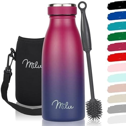 Milu Edelstahl Trinkflasche für Erwachsene – 750ml Isolierflasche zum Tragen – auslaufsicher, Kohlensäuregerecht inkl. R