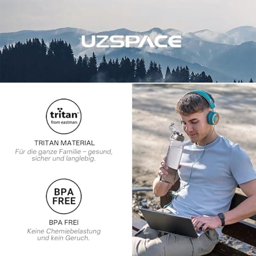 UZSPACE Kinder Trinkflasche 600ml - Sportlich, Auslaufsicher & Spülmaschinenfest zur Schule und Outdoor aktivarten für M