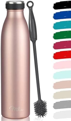 Milu Edelstahl Trinkflasche für Erwachsene – 750ml Isolierflasche zum Tragen – auslaufsicher, Kohlensäuregerecht inkl. R