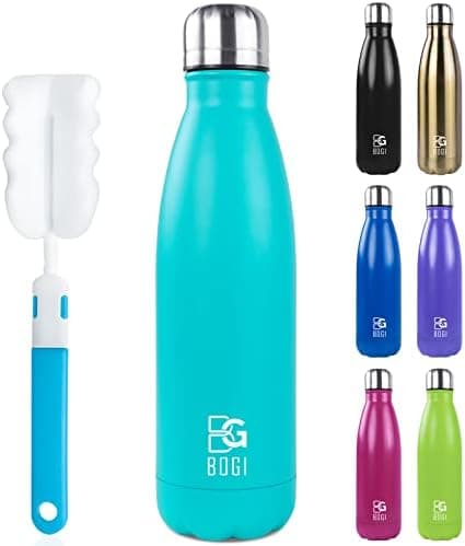 BOGI Doppelwandige Thermosflasche Edelstahl Trinkflasche Kinder Trinkflasche Schule Himmelblau Pink