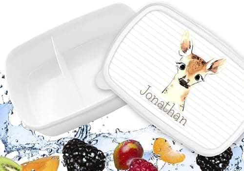 Timalo® Brotdose Kinder mit Namen | Personalisierte Bento Lunchbox für Jungen & Mädchen | Kindergarten & Schule Motiv Ti