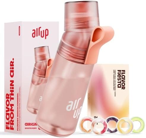 air up® Trinkflasche für Schule und Sport | inkl. 5 zuckerfreien Duft-Pods & Strohhalm | Wasserflasche in Lila für Kinde