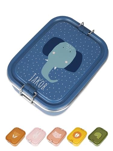 Wunderwunsch TRIXIE Edelstahl Lunchbox für Kinder, individuell mit deinem Namen persönliche Fuchslunchbox, perfekt zur E