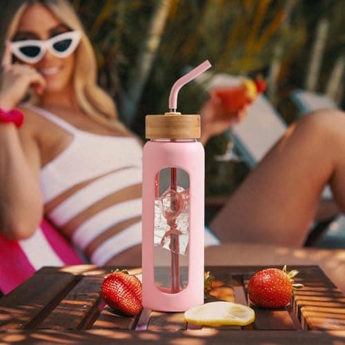 BLUEGO Glaswasserflasche 900ml BPA-frei für Outdoor Aktivitäten
| CADRES Glasbecher mit Zeitmarkierung und Silikonschut