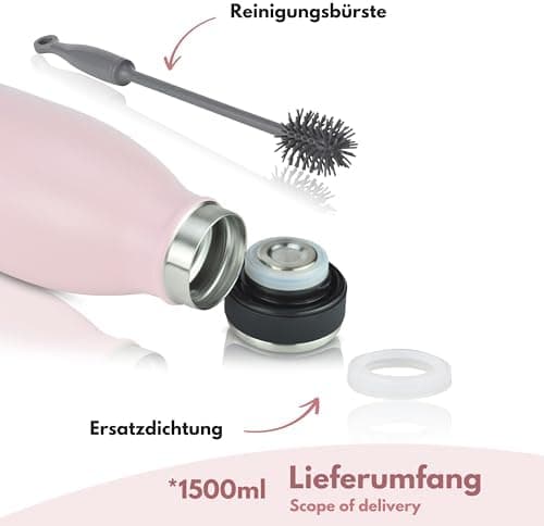 Milu Edelstahl Trinkflasche für Erwachsene – 750ml Isolierflasche zum Tragen – auslaufsicher, Kohlensäuregerecht inkl. R