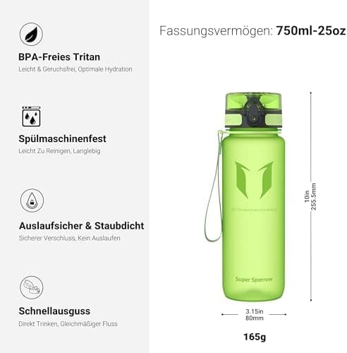 Super Sparrow BPA-frei Wasserflasche - 500ml - Ideale für Sport und Outdoor - Nachhaltig ClimatePartner certified