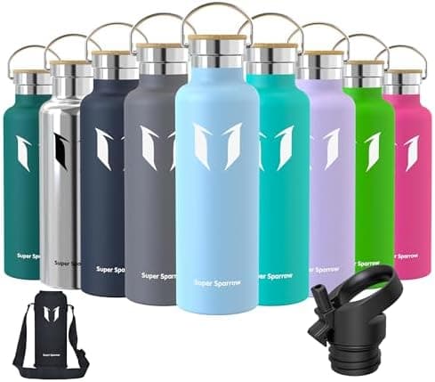 Super Sparrow Trinkflasche Edelstahl - Auslaufsicher Thermoskanne - Kinder für Sprudel, Sport, Schule, Fitness - 500ml -