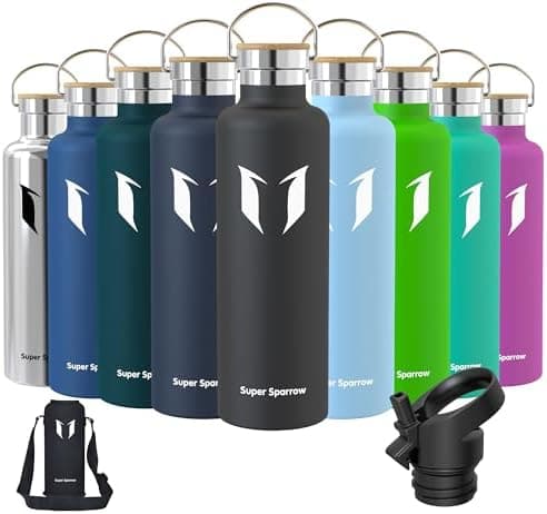Super Sparrow Trinkflasche Edelstahl - Auslaufsicher Thermoskanne - Kinder für Sprudel, Sport, Schule, Fitness - 500ml -