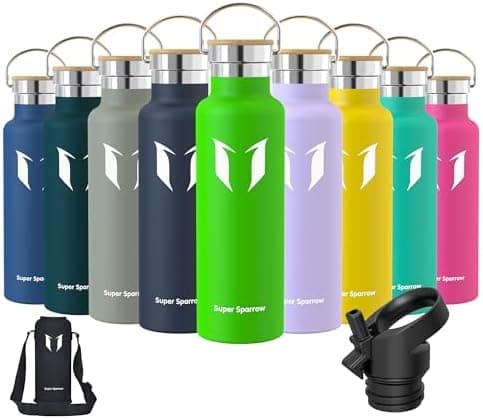 Super Sparrow Trinkflasche Edelstahl - Auslaufsicher Thermoskanne - Kinder für Sprudel, Sport, Schule, Fitness - 500ml -