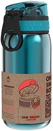 ion8 Kinder Trinkflasche Edelstahl 400ml Nicht Isoliert Sichere Verriegelung Spülmaschinenfest Klappdeckel Leicht zu Rei