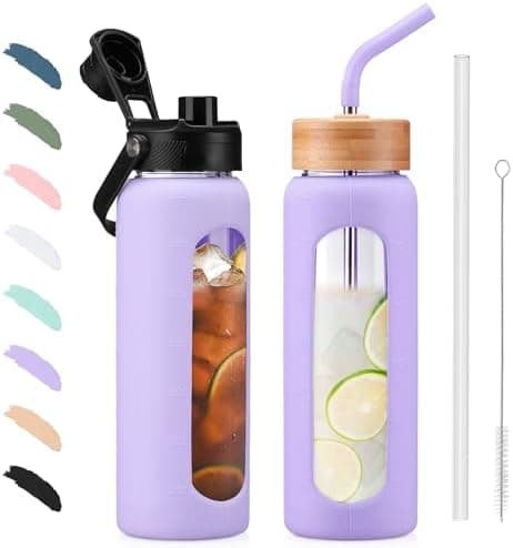 BLUEGO Glaswasserflasche 900ml BPA-frei für Outdoor Aktivitäten
| CADRES Glasbecher mit Zeitmarkierung und Silikonschut