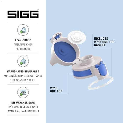 Sigg WMB ONE Top Verschluss - Einhändig bedienbar & auslaufsicher, für Trinkflaschen, Silikondichtung, One Size