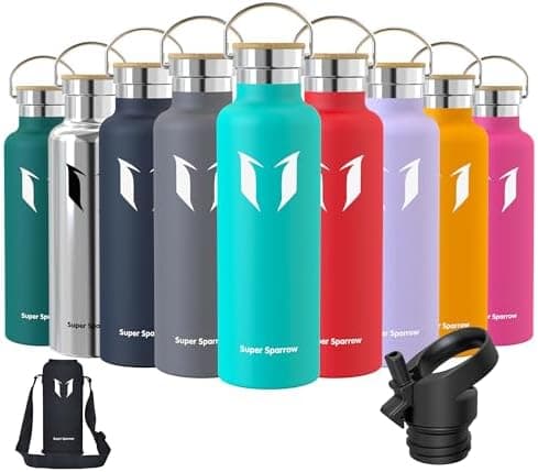 Super Sparrow Trinkflasche Edelstahl - Auslaufsicher Thermoskanne - Kinder für Sprudel, Sport, Schule, Fitness - 500ml -