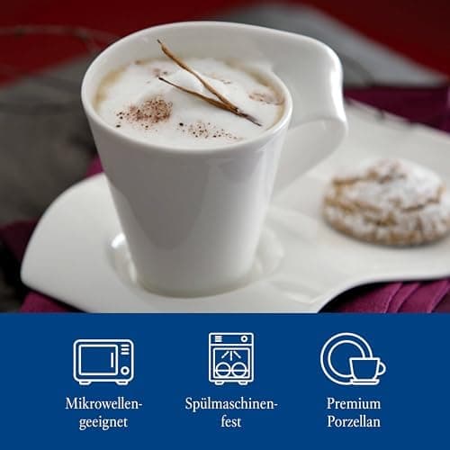 Villeroy & Boch Newwave Caffè Geschirr - Weiß, Premium Porzellan, Spülmaschinenfest, Mikrowellensicher, 300 ML Heißgeträ