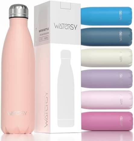 WATERSY Doppelwandige Edelstahl-Trinkflasche 500 ml Kinder ThermoSafe BPA-Frei Kalt&Warm Sprudel Dunkel Blau Sport Gym