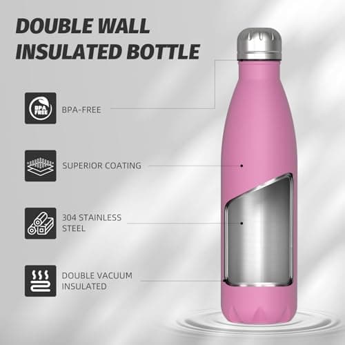 WATERSY Doppelwandige Edelstahl-Trinkflasche 500 ml Kinder ThermoSafe BPA-Frei Kalt&Warm Sprudel Dunkel Blau Sport Gym