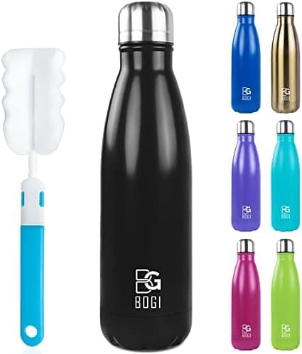 BOGI Doppelwandige Thermosflasche Edelstahl Trinkflasche Kinder Trinkflasche Schule Himmelblau Pink