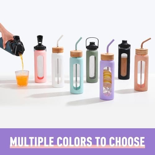 BLUEGO Glaswasserflasche 900ml BPA-frei für Outdoor Aktivitäten
| CADRES Glasbecher mit Zeitmarkierung und Silikonschut