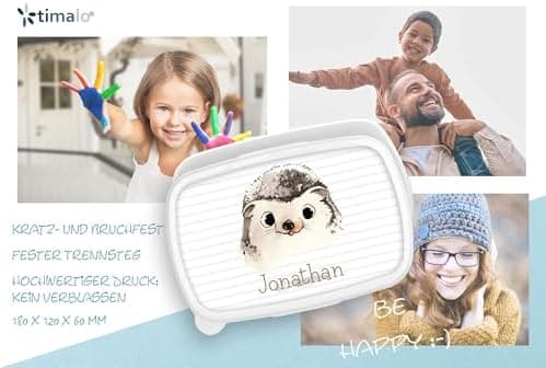 Timalo® Brotdose Kinder mit Namen | Personalisierte Bento Lunchbox für Jungen & Mädchen | Kindergarten & Schule Motiv Ti
