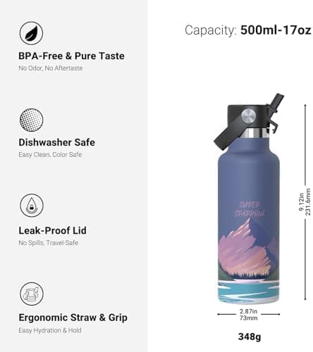 Super Sparrow Thermobecher für Sport und Outdoor - 500ml, 750ml - BPA-Frei, ClimatePartner certified - FlipFlow Trinkfla