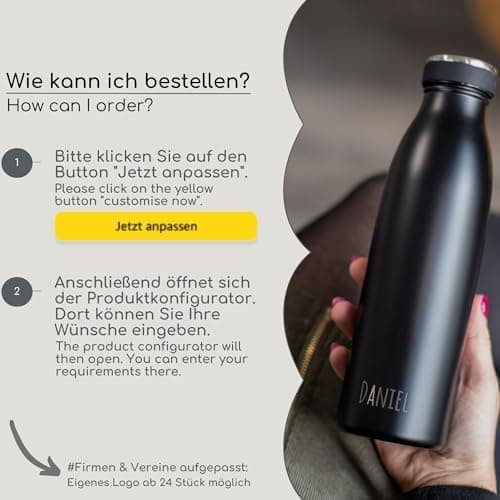 Milu Edelstahl Trinkflasche für Erwachsene – 750ml Isolierflasche zum Tragen – auslaufsicher, Kohlensäuregerecht inkl. R