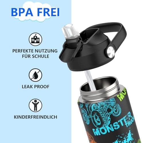 Edelstahl Trinkflasche Meeresjungfrau 550ml BPA Frei Auslaufsicher Thermosflaschefür Kinder und Erwachsene - Sport, Schu
