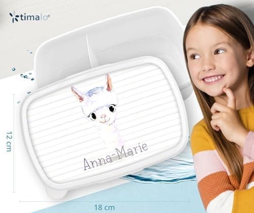 Timalo® Brotdose Kinder mit Namen | Personalisierte Bento Lunchbox für Jungen & Mädchen | Kindergarten & Schule Motiv Ti
